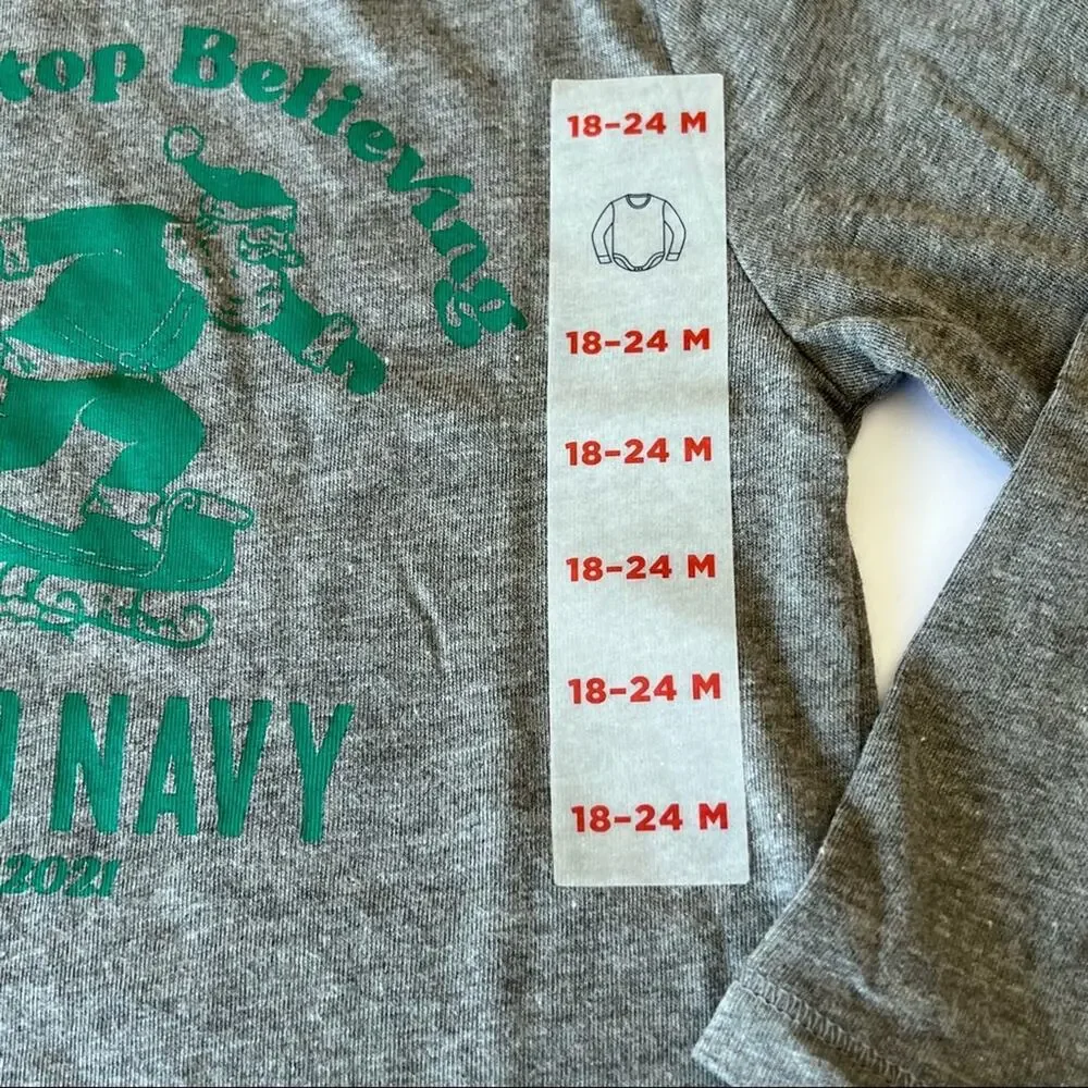 Old Navy Baby Long Sleeve Graphic Logo Bodysuit Sz 18-24M